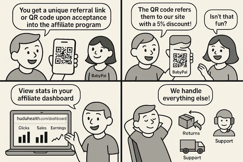 cartoon depiction of affiliate program